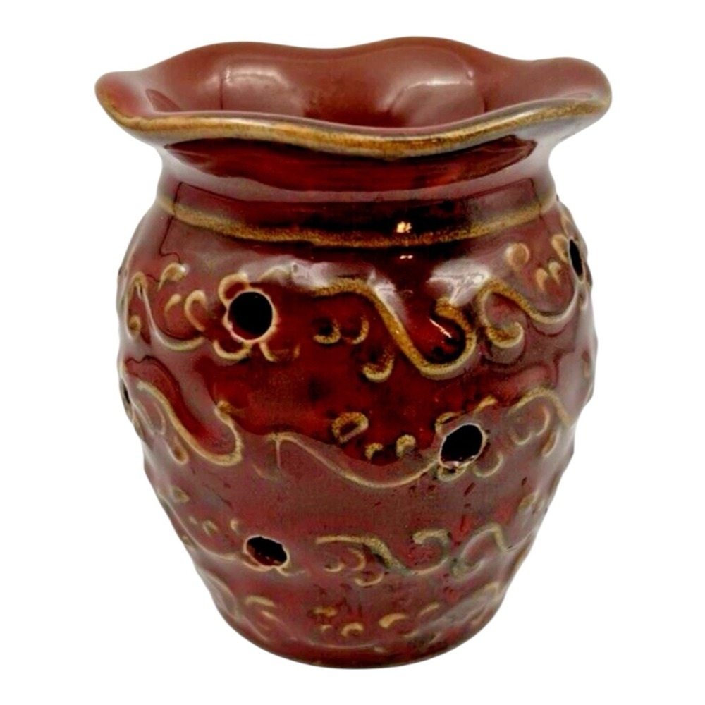 Scentsy Roma Red Ceramic Plug-In Wax Warmer Nightlight Round w/ Box Retired